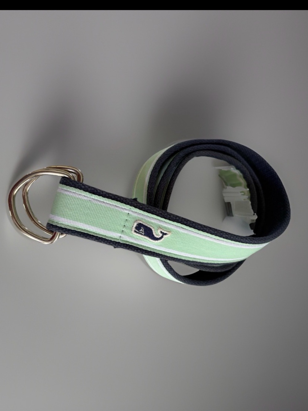 Vineyard Vines Navy and Mint Striped Fabric Belt